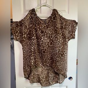 Animal Print Cold Shoulder Top